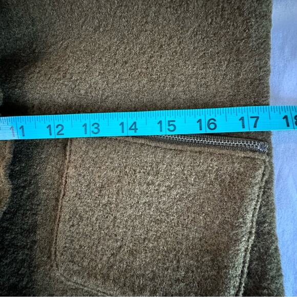 Wool Ruffle Cardigan Petites Small Olive Zipper LOFT Sweater Jacket - Picture 12 of 16